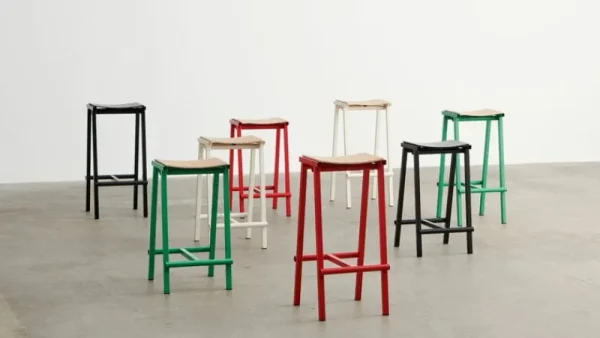Vitra Sitzgelegenheiten-HAY Taburete 8 Barhocker, hoch, 75 cm, sanfte Jade - Eiche lackiert