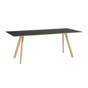 HAY Tische-Tisch CPH30 2.0, 200 x 90 cm, Eiche lackiert – Linoleum schwarz