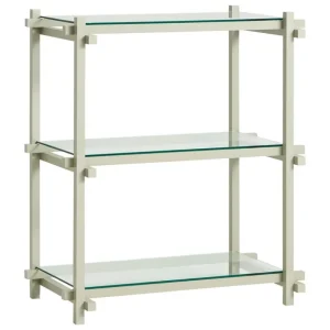 HAY Regale-Woody Column 2.0 Regal, niedrig, rauchig graue Buche - Klarglas
