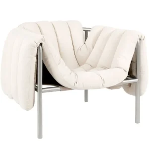 Form & Refine Sitzgelegenheiten-Hem Puffy Loungesessel, Natur – Edelstahl