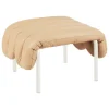 Hem Sitzgelegenheiten-Puffy Polsterhocker, sandbeiges Leder – Stahl cremefarben