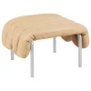 Sibast Sitzgelegenheiten-Hem Puffy Polsterhocker, sandbeiges Leder – Edelstahl