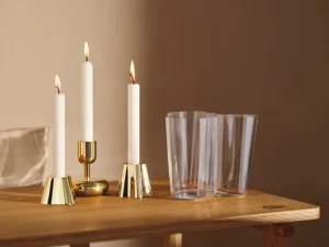 Fritz Hansen Kerzen Und Kerzenhalter-Iittala Aalto Kerzenhalter-Set, 2 Stück, Messing