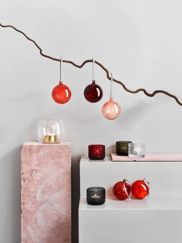 Iittala Weihnachtsdekoration | Dekorationsgegenstände^Glaskugel-Set, 80 mm, 5 Stück, rot