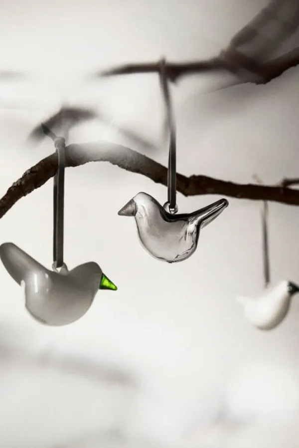 Iittala Dekorationsgegenstände^Mini-Glasvogel, 3er-Set, grau