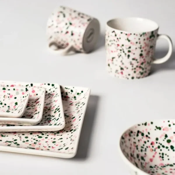 Iittala Geschirr^OTC Helle A6-Teller, 10 x 15 cm, Rosa - Grün