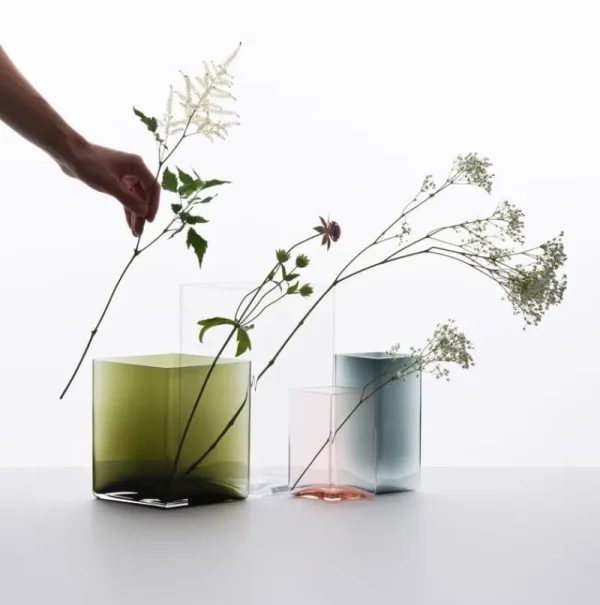 Iittala Vasen-Ruutu Vase, 205 x 180 mm, grün