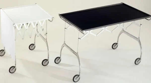 Poiat Tische-Kartell Battista Servierwagen/Beistelltisch, klappbar, Schwarz - Chrom