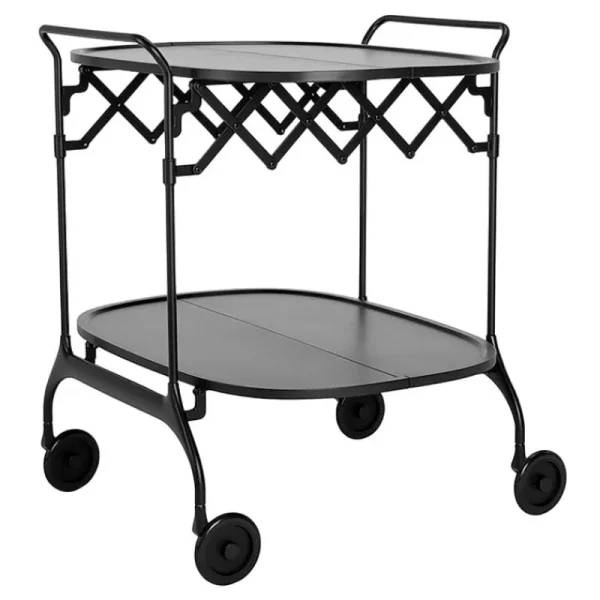 Artek Tische-Kartell Gastone Servierwagen/Beistelltisch, klappbar, Schwarz