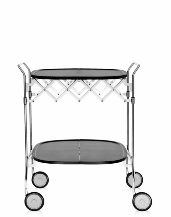 Vitra Tische-Kartell Gastone Servierwagen, klappbar, Schwarz - Chrom