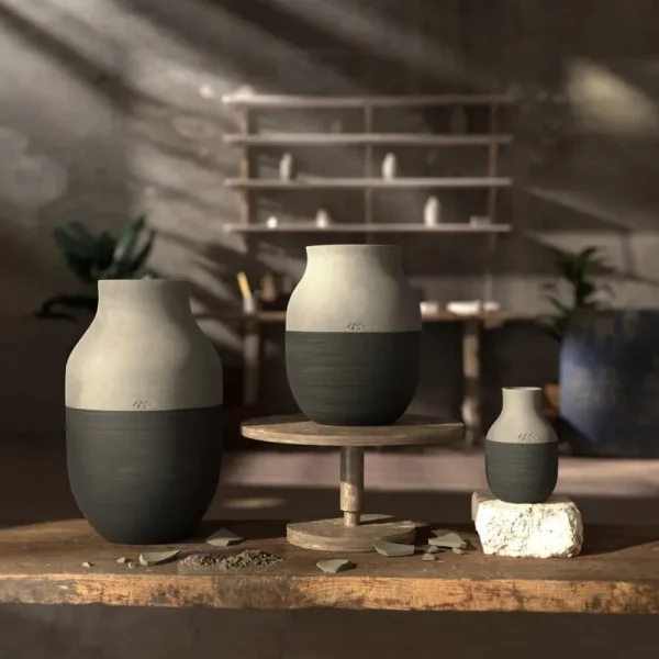 HAY Vasen-Kähler Omaggio Circulare Vase, 20 cm, Anthrazitgrau