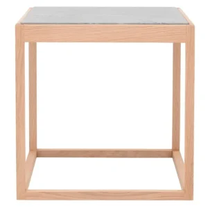 Eberhart Furniture Tische-Klassik Studio Cube Tisch, Eiche geseift – hellgrauer Marmor