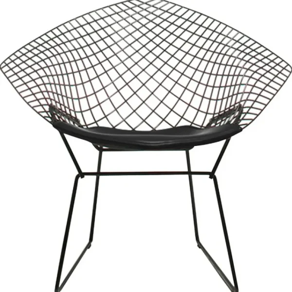 Nikari Sitzgelegenheiten-Knoll Bertoia Diamond Stuhl, Schwarz - schwarzes Kissen