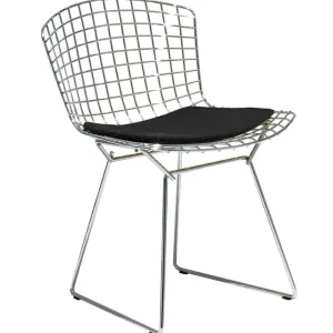 Warm Nordic Sitzgelegenheiten-Knoll Bertoia Stuhl, Chrom - schwarzes Kissen