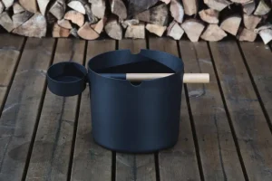KOLO Badezimmeraccessoires^Saunakübelset mit Saunakelle, schwarz