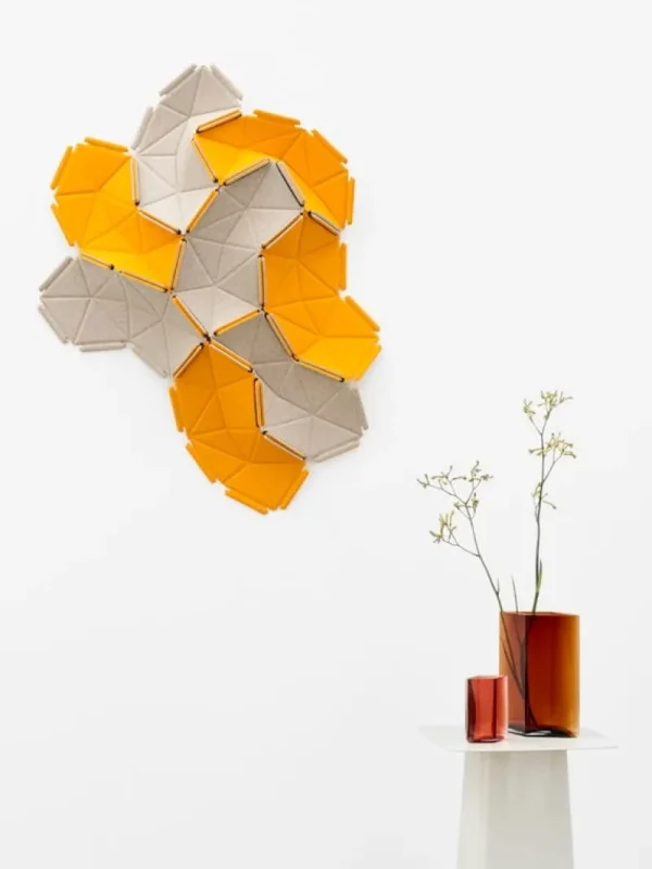 Kvadrat Wandbehang^Clouds Stofffliesen, 8 Stück, beige - orangegelb