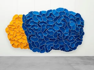 Kvadrat Wandbehang^Clouds Stofffliesen, 8 Stück, grau - ultramarinblau