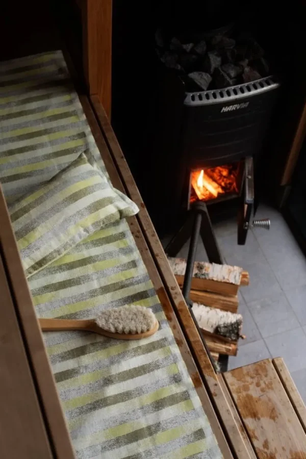 Lapuan Kankurit Badezimmertextilien^Hohto Sauna-Sitzunterlage 46 x 60 cm, Weiß - Grün