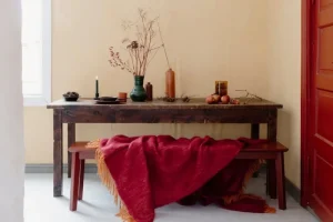 Lapuan Kankurit Decken Und Überwürfe^Revontuli Mohairdecke, rostorange - bordeauxrot