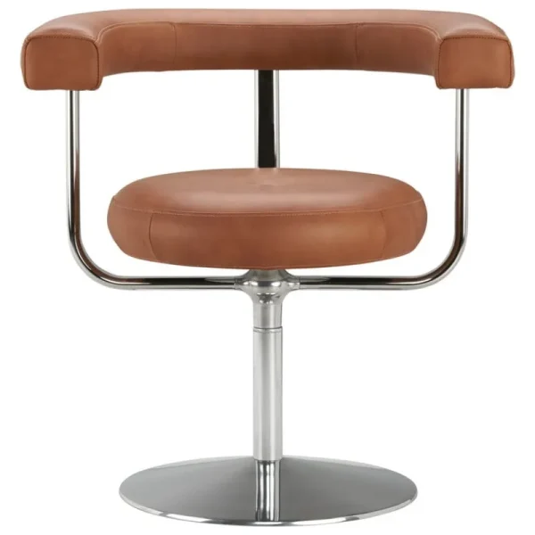 Tolix Sitzgelegenheiten-Lepo Product Polar L1001P Stuhl, Chrom - Braunes Leder Challenger 046