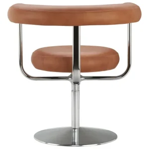 Tolix Sitzgelegenheiten-Lepo Product Polar L1001P Stuhl, Chrom - Braunes Leder Challenger 046