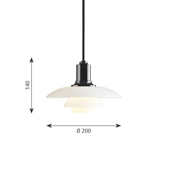 Louis Poulsen Deckenleuchten-Pendelleuchte PH 2/1, schwarz metallic