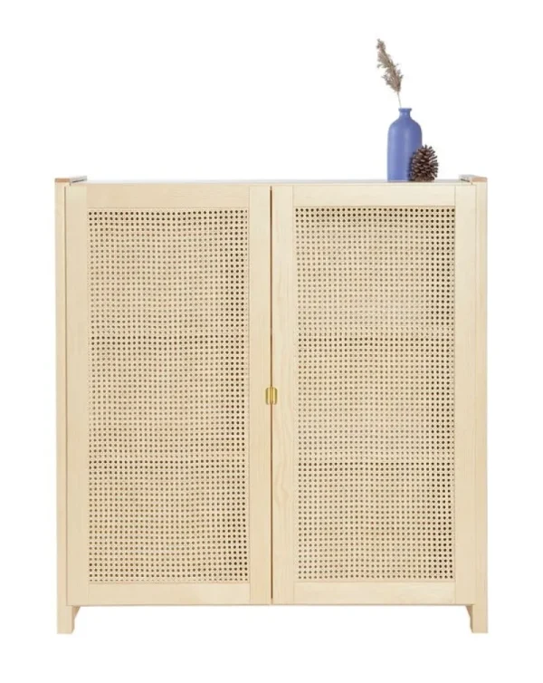 Kartell Aufbewahrungsmöbel-Lundia Classic Cabinet Schrank mit Rattantüren, 104 x 109 cm, Natur