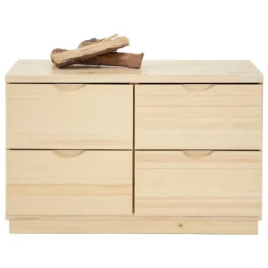 Pedestal Aufbewahrungsmöbel-Lundia Classic Kommode, 4 Schubladen, Kiefer klar lackiert
