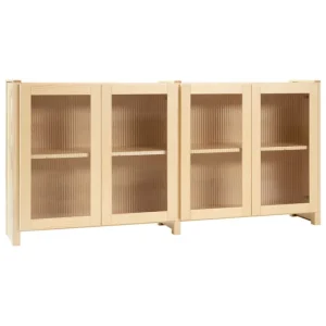 Lundia Aufbewahrungsmöbel-Classic Sideboard mit geriffelten Glastüren, Natur