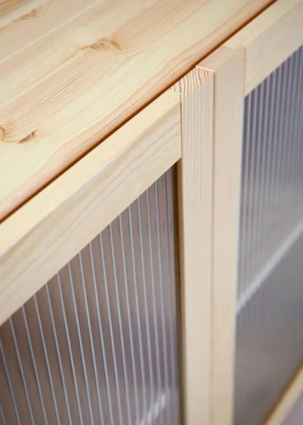 Lundia Aufbewahrungsmöbel-Classic Sideboard mit geriffelten Glastüren, Natur