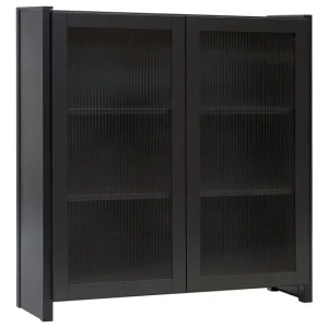 Lundia Aufbewahrungsmöbel-Classic Vitrine, geriffeltes Glas, 104 x 109 cm, Schwarz lackier