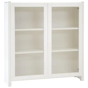 Lundia Aufbewahrungsmöbel-Classic Vitrine, geriffeltes Glas, 104 x 109 cm, Weiß lackiert