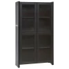 Woud Aufbewahrungsmöbel-Lundia Classic Vitrine, geriffeltes Glas, 84 x 149 cm, Schwarz lackiert