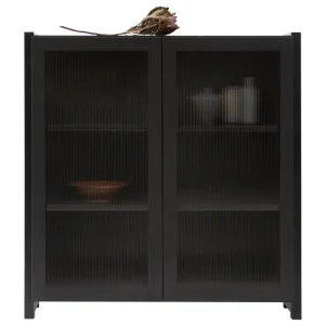 Lundia Aufbewahrungsmöbel-Classic Vitrine, geriffeltes Glas, 104 x 109 cm, Schwarz lackier