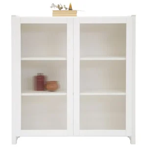 Lundia Aufbewahrungsmöbel-Classic Vitrine, geriffeltes Glas, 104 x 109 cm, Weiß lackiert