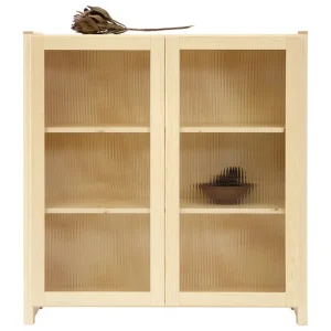 Lundia Aufbewahrungsmöbel-Classic Vitrine, geriffeltes Glas, 104 x 109 cm, Natur