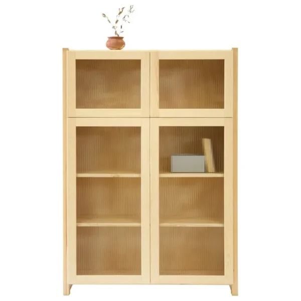 Lundia Aufbewahrungsmöbel-Classic Vitrine, geriffeltes Glas, 104 x 149 cm, Natur