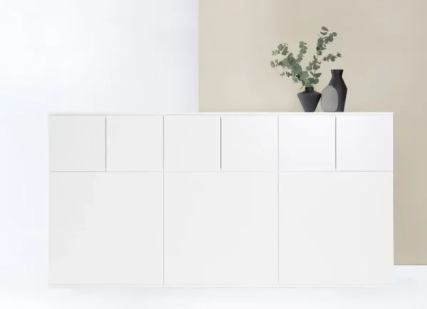 Woud Aufbewahrungsmöbel-Lundia Fuuga Schrank, 192 cm, große und kleine Türen, Weiß