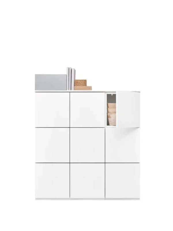 Kartell Aufbewahrungsmöbel-Lundia Fuuga Schrank, 96 cm, 9 Türen, Weiß