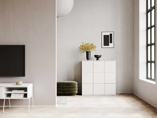 Kartell Aufbewahrungsmöbel-Lundia Fuuga Schrank, 96 cm, 9 Türen, Weiß