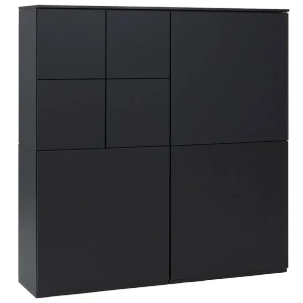 FDB Mu00f8bler Aufbewahrungsmöbel-Lundia Fuuga Schrank mit Türen, 128 x 132 cm, Schwarz