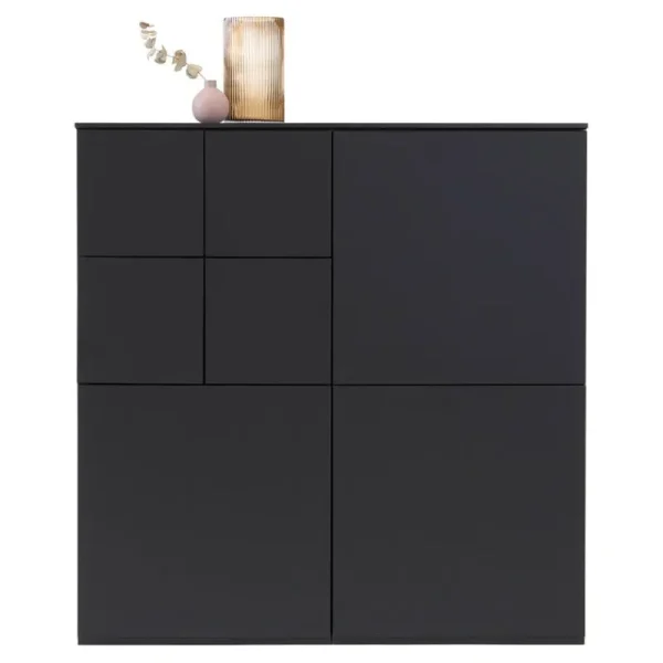 FDB Mu00f8bler Aufbewahrungsmöbel-Lundia Fuuga Schrank mit Türen, 128 x 132 cm, Schwarz