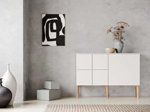 Lundia Aufbewahrungsmöbel-Fuuga Sideboard, 128 cm, Weiß – Eiche