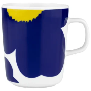 Marimekko Geschirr^Oiva - Iso Unikko 60th Annivers. Tasse, 2,5 dl, Weiß-D.blau-Gelb