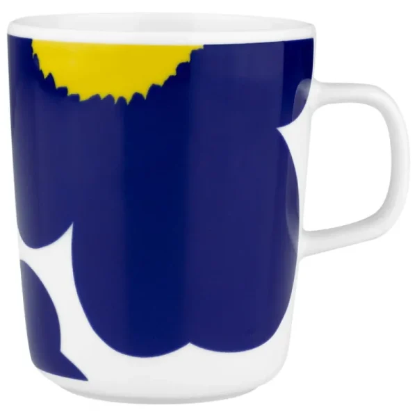 Marimekko Geschirr^Oiva - Iso Unikko 60th Annivers. Tasse, 2,5 dl, Weiß-D.blau-Gelb