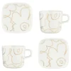 Marimekko Geschirr^Oiva - Piirto Unikko Tasse und Teller, weiß - gold