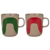 Marimekko Geschirr^Oiva - Seireeni Tasse, 250 ml, 2 Stk, Terracotta - Grün - Rot