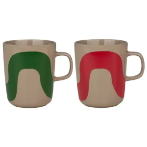 Marimekko Geschirr^Oiva - Seireeni Tasse, 250 ml, 2 Stk, Terracotta - Grün - Rot