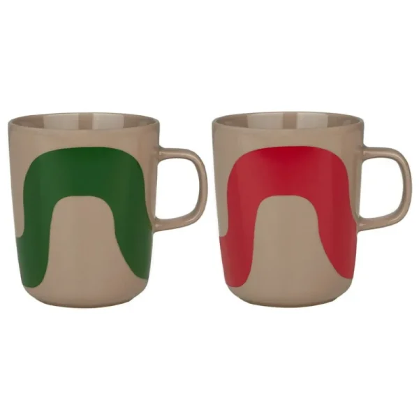 Marimekko Geschirr^Oiva - Seireeni Tasse, 250 ml, 2 Stk, Terracotta - Grün - Rot