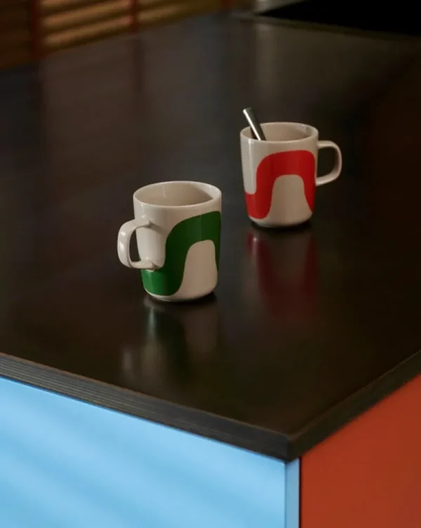 Marimekko Geschirr^Oiva - Seireeni Tasse, 250 ml, 2 Stk, Terracotta - Grün - Rot